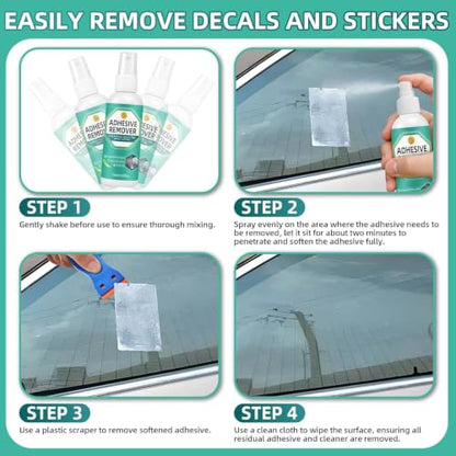 Adhesive Remover Spray, Glue Remover with Plastic Scraper and Towel, Surface Safe Sticky Stuff Remover for Car, Windows, Floor, Sticker Remover Rapidly Removes Labels, Gum, Tape, Wax (4.06Fl oz) - color: brown