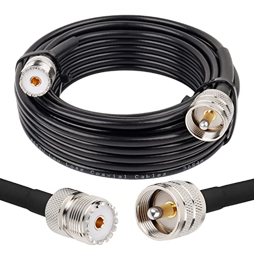 MOOKEERF PL-259 UHF CB Coax Cable 20FT, RG58 PL-259 UHF Male to Female Low Loss Antenna Extension Jumper for HAM Radio, Antenna Analyzer, Dummy Load, SWR Meter - size: 20FT