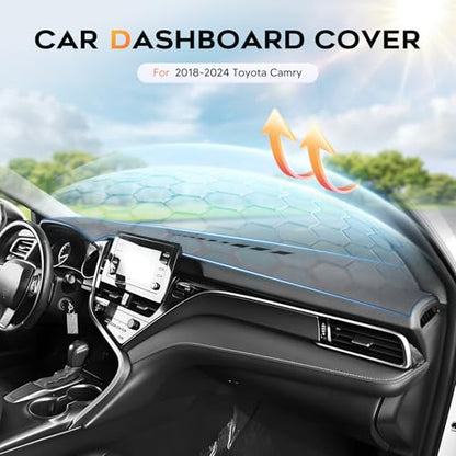 Sunsdrew Upgraded Gray Dash Cover for 2018-2024 Toyota Camry Accessories,Dashboard Cover Mat Anti-Glare UV Protection Sunshade Pad Non-Slip - size: 18-24 Camry Dash Cover(Gray)
