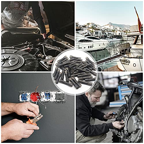 100 Pcs Black Heat Shrink Butt Connectors, 14-12 AWG Marine Grade Heat Shrink Wire Connectors, Tinned Copper, Waterproof Insulated Crimp Butt Splice Automotive Electrical Connectors - size: 100Pcs 14-12 AWG