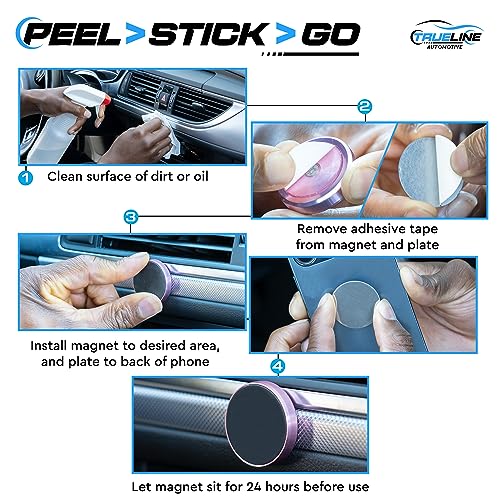 TRUE LINE Automotive Magnetic Phone Mount for Car - Magnetic Car Phone Holder - Magnet Phone Holder for Car, Magnetic Phone Mount for Car, Magnetic Phone Holder with Silicone Pad (Pink) - color: PINK