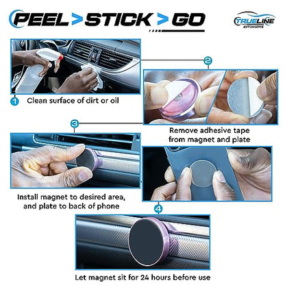 TRUE LINE Automotive Magnetic Phone Mount for Car - Magnetic Car Phone Holder - Magnet Phone Holder for Car, Magnetic Phone Mount for Car, Magnetic Phone Holder with Silicone Pad (Pink) - color: PINK