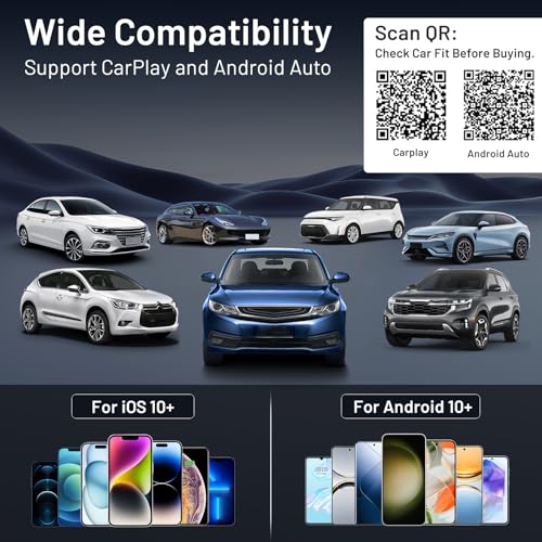 onffo Wireless CarPlay Adapter for iPhone and Android Auto, Convert Wired to Wireless Car Play Adapter for Apple iOS 10+/Android 10+