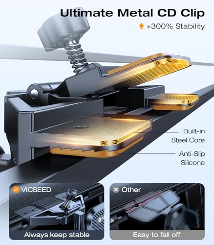 VICSEED Secure Hold Car Phone Holder, Upgraded CD Slot&Air Vent Metal Clip - color: Classic Black