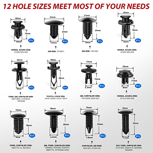 Nilight Trim Removal Tool 102 Pcs, Auto Push Pin Bumper Retainer Clip Set - color: 102 Clips+ Remover Tools Blue