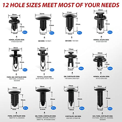 Nilight Trim Removal Tool 102 Pcs, Auto Push Pin Bumper Retainer Clip Set - color: 102 Clips+ Remover Tools Blue