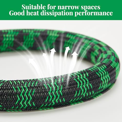 케이블 슬리브 1.3cm x 30.5m(1/2인치 x 100피트) 자체 포장 와이어 - color: 블랙 그린, size: 1/2"-100ft