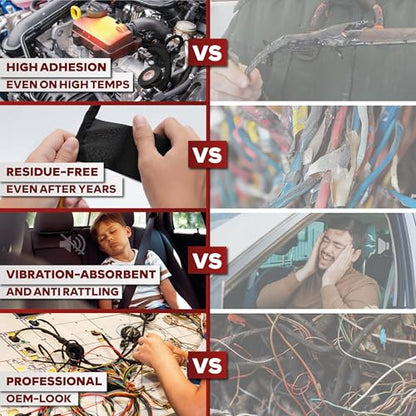 XFasten Wire Harness Tape, 3/4-Inch x 50-Foot (5-Pack), High Temp Wiring Loom Harness, Self-Adhesive Felt Cloth Electrical Tape for Automotive Engines, Noise Dampening, and Cable Protection - style: 3/4-Inch x 50-Feet (5-Pack)