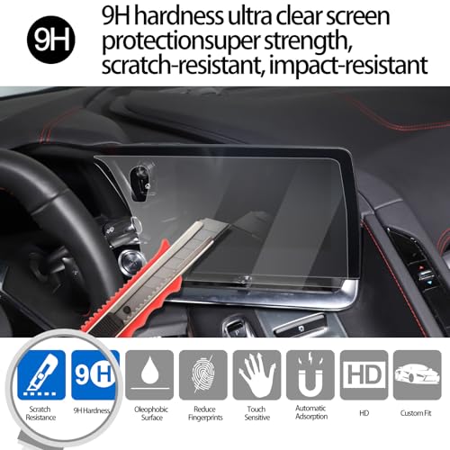 GPS Screen Protector Foils Compatible with Chevrolet Corvette C8 2020-2025, Navigation Screen Protector, Center Touch Display Anti Scratch Tempered Glass Protective Film