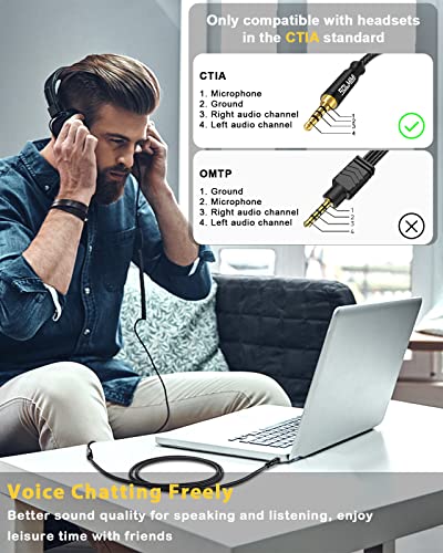 Headphone Extension Cable 4 Pole 3.5mm TRRS Male to Female Lossless Stereo Audio Cable Extension (4 ft/ 1.2 m) Nylon Braid Aux Cord Extension for Headset or Audio Devices –Matte Black - style: MTF