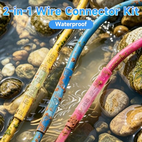 300Pcs Heat Shrink Butt Connectors & Wire Nuts Assortment Kit - Waterproof Electrical Crimp Wire Connectors, Insulated Butt Splice Terminals & Twist-On Wire Caps for Automotive Marine Wiring