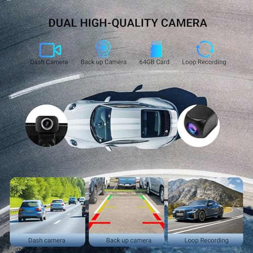 Haudio ‌10.26 Inch Wireless CarPlay & Android Auto Car Display with 1080P Dash Cam & Backup Camera All-in-One Smart Car Stereo Free 64GB SD Card - size: 10.26-Inch