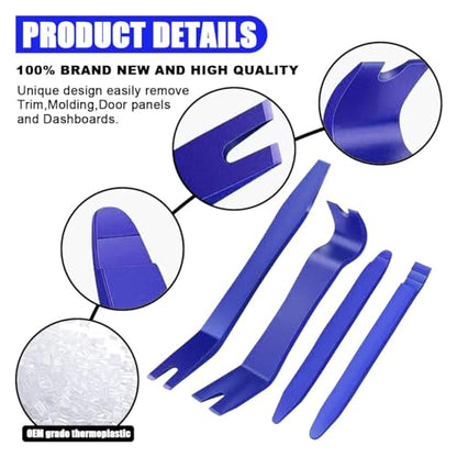 JOYCOURT 5PCS Auto Clip Pliers Set and Fastener Remover, No Scratch Automotive Door Panel Removal Tool, Car Trim Rivet Pry Tool Repair Kit for Vehicle Dash Audio Radio Installer - color: Blue
