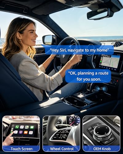 4 in 1 Wireless CarPlay Adapter Car Screen Mirroring Adapter for Apple iPhone& Android, Convert Wired CarPlay to Wireless, Stable Control & No Delay Latency, Plug and Play - color: PureBlack
