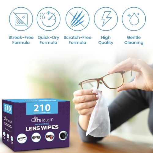Care Touch Lens Wipes for Eyeglasses- 400 Count Individually Wrapped Pre- Moistened Wipes, 5 x 6 Inch- Camera Lens, Sunglasses and Glasses Cleaner,- Gentle and Portable for Cleaning of Optical Devices - size: 400 Count (Pack of 1)