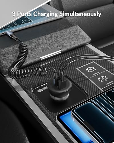 3-Port 70W Fast Car Charger for iPhone 14 13 12 11 Pro Max SE XR XS X 8 7 6 - color: Black
