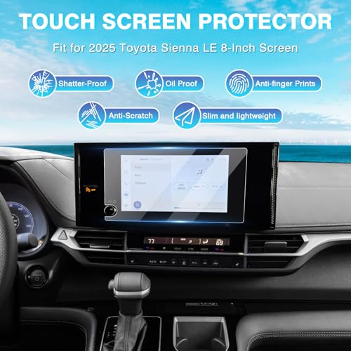 Karltys [Upgrade] Screen Protect 2025 2026 Toyota Sienna 8-Inch Accessories [No Glare & Fingerprint] Touchscreen with Button, 2025 Sienna LE Navigation - size: 2025 Toyota Sienna 8-Inch