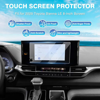 Karltys [Upgrade] Screen Protect 2025 2026 Toyota Sienna 8-Inch Accessories [No Glare & Fingerprint] Touchscreen with Button, 2025 Sienna LE Navigation - size: 2025 Toyota Sienna 8-Inch