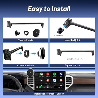 Phone Holder for for Toyota Tundra (2022-2025 2026, 14 Inch) / Toyota Sequoia (2023-26), MagSafe Car Mount Charger,Magnetic Holder,15W Wireless Charging,360° & Hands Free,3rd Gen Tundra Car Gadgets - size: Toyota Tundra | 2022-2026