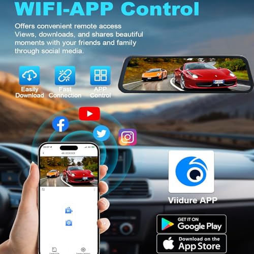 Mirror Dual Dash Camera,4K and 2.5K Dash Cam with Voice Control Rear View Mirror Camera and WiFi,GPS Dashcam for Cars with WDR Night Vision, G-Sensor, 24 Parking Monitor ABS (Include 64GB Card) - style: 4K Front + 2.5K Rear + GPS + Voice Control