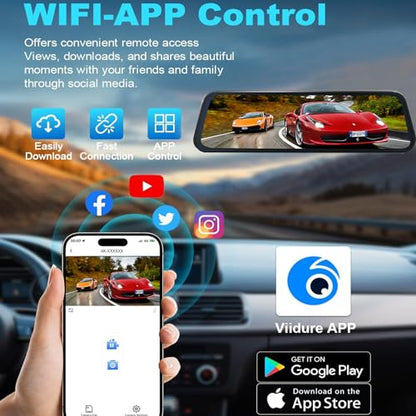 Mirror Dual Dash Camera,4K and 2.5K Dash Cam with Voice Control Rear View Mirror Camera and WiFi,GPS Dashcam for Cars with WDR Night Vision, G-Sensor, 24 Parking Monitor ABS (Include 64GB Card) - style: 4K Front + 2.5K Rear + GPS + Voice Control