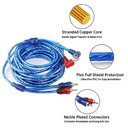 HBU 8 Gauge Amplifier Wiring Kit - High Current 8 AWG Car Audio Complete Amp Install Kit with RCA Interconnect Cables & 60A AGU Inline Fuse - Truck, Boat, Trailer Radio Circuit Protection - size: 8 AWG