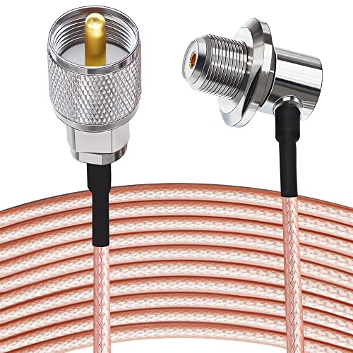 TUOLNK RG316 UHF PL259 Coax Cable, UHF Male to Right Angle SO239 Female Extension Cable, PL259 SO239 Female Elbow Coaxial Cable 16.4 ft (5M) for CB Radio, Ham Radio
