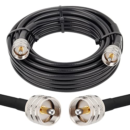 MOOKEERF RG8x Coaxial Cable 20ft,CB Coax Cable 50 Ohm,UHF PL259 Male to Male Low Loss CB Antenna Extension for HAM Radio,VHF Radio,SWR Meter,Dummy Load,Antenna Analyzer - size: 20FT