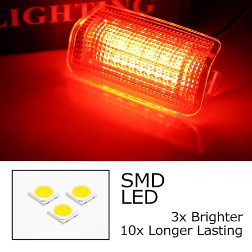 iJDMTOY Brillian Red 18-SMD Full LED Under Side Door Courtesy Lights Compatible with Toyota 2022-up Tundra, 2023-up Sequoia, Compatible with Lexus 2024-up GX550, Replace OEM Single LED Lamp - style: Red