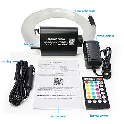 AMKI 16W Fiber Optic Lights,Starlight Headliner Light Kit APP/Remote Control Sound Activated Mode for Car&Home Decoration,Optical Fiber Cable Strands 0.75mm/0.03in 6.5ft/2m 300pcs - size: 300pcs*0.03in*6.5ft