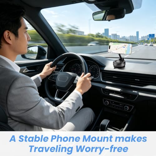 2026 Upgraded Vacuum Magnetic Car Phone Holder Mount [85 LBS Strongest Suction] 360° Adjustable Magnetic Phone Holder, Foldable Car Mount for All cellphones
