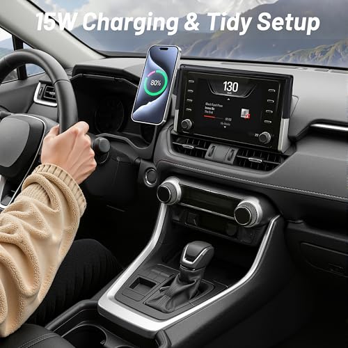 Phone Holder for Toyota RAV4 2019-2025 7"/8" Screen, Custom Fit Screen Mount, 15W Wireless Charging, MagSafe Magnetic Phone Holder for iPhone & Android, 360° Adjustable Hands-Free Navigation Stand - size: Toyota RAV4 | 2019-2025