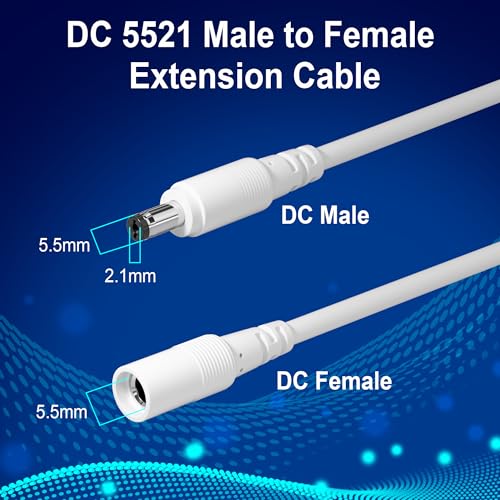 12V DC Power Extension Cable 35 FT (2-Pack), 5.5 mm x 2.1 mm 5521 Male to Female Supply Adapter Cord, Compatible with CCTV Security Camera, IP Network, DVR Standalone, LED Strip, Router, 5V 9V 12V 24V - size: 35 FT (2-Pack)