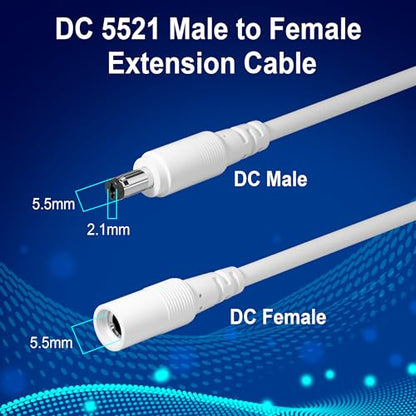 12V DC Power Extension Cable 35 FT (2-Pack), 5.5 mm x 2.1 mm 5521 Male to Female Supply Adapter Cord, Compatible with CCTV Security Camera, IP Network, DVR Standalone, LED Strip, Router, 5V 9V 12V 24V - size: 35 FT (2-Pack)