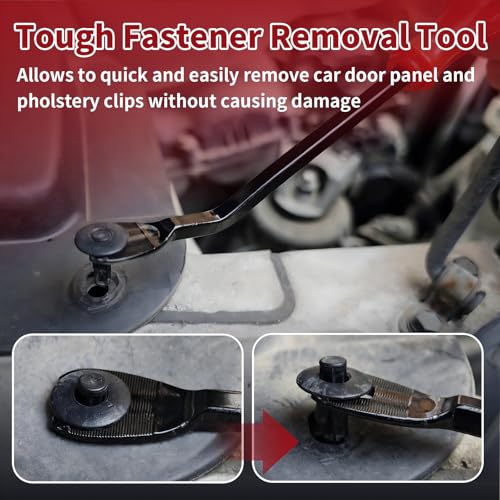 Car Clip Pliers, Auto Fastener Clip Removal Pliers, Panel Clip Removal Tool with 2Pcs Stainless Steel Fastener Remover for Removing Automotive Plastic Clips Trim Bumpers - color: Red