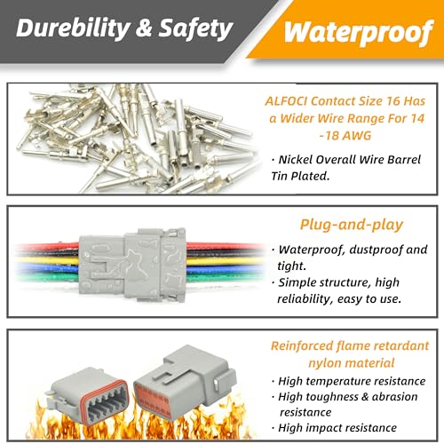 2 Sets 12 Pin DT Waterproof Connector Kit, Deutsch Automotive Electrical Butt, IP67 Waterproof Electrical Connectors Plug with 26 Pairs 16# Stamped Contacts for Car Truck Boat (12PIN 2SET) - size: 12PIN 2SET