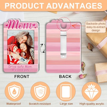 Pink Car Visor Picture Frame for Mom, Drive Safe Photo Clip - color: pink