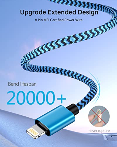 Aux Cord to iPhone 14 Pro Max, Lightning to 3.5mm Male Audio Cable Braided - color: 2*Blue, Purple