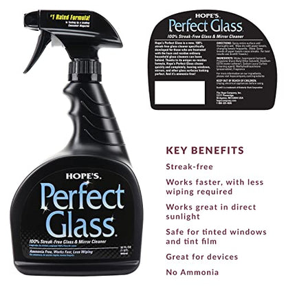 HOPE'S Perfect Glass Cleaner, Streak-Free, Ammonia-Free Window, Mirror, Screen, and Shower Door Cleaner, Indoor and Outdoor Glass Surfaces, 32 Fl Oz Spray Bottle and 67.6 Fl Oz Refill, Pack of 1 - style: 32 Fl Oz Spray Bottle and 67.6 Fl Oz Refill (Pack o
