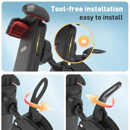 Windone Bike Phone Holder, Motorcycle Phone Mount, Handlebar Phone Mount for Bicycle Scooter, Bike Accessories Compatible with 4.7"~6.7" iPhone, All Smartphones, Black - color: Black