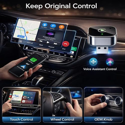 Wireless CarPlay Adapter for iPhone, Converts Wired to Wireless CarPlay, Plug & Play USB Dongle, Fast Auto Connect, Low Latency, Compatible with iOS & Factory CarPlay Cars