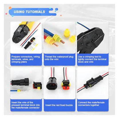 352PCS Waterproof Car Electrical Connector Terminals Kit, Automotive 1/2/3/4 Pin Male & Female Connectors, Quick Disconnect Vehicle Wire Harness Connector Plug Part for Car, Boat, Motorcycle