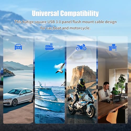 Dual Port USB C 2.0 Male to USB C 2.0 Female Extension Cable,Flush Mount Waterproof Panel Cable for Car,Truck,Boat,Motorcycle Dashboard 3.3ft - style: Dual USB C 2.0