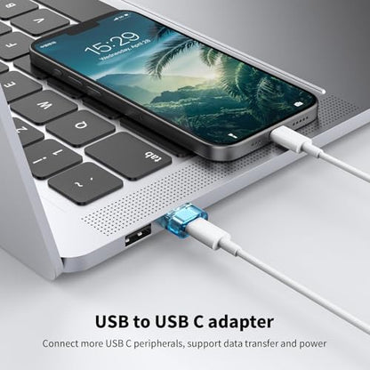10 Packs USB Male to USB-C Adapter ,A to C Super Fast Charging Transfer and OTG Function, A to USB-C Adapter Compatible with iPhone15/16/17 Plus Pro Max/iPad Pro Air 4 Mini 6 Almost USB Devices - color: Blue, size: 10PCS