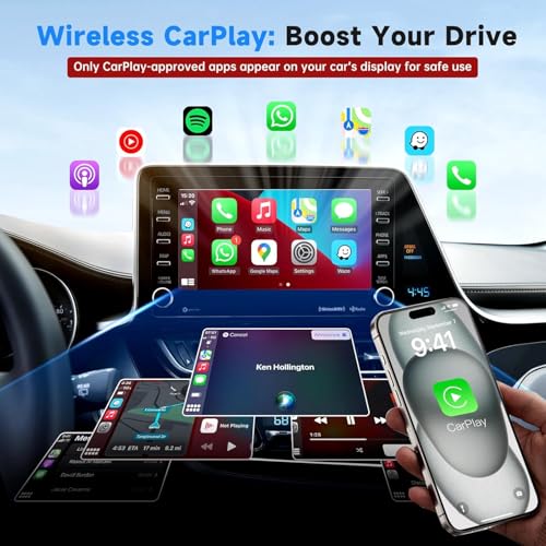 Wireless CarPlay Adapter for iPhone, Super mini Compact 2-in-1 Dongle for Apple iOS 10+, Convert Wired to Wireless CarPlay, Instant Connectivity, Fit for Cars from 2016 with Built-in CarPlay
