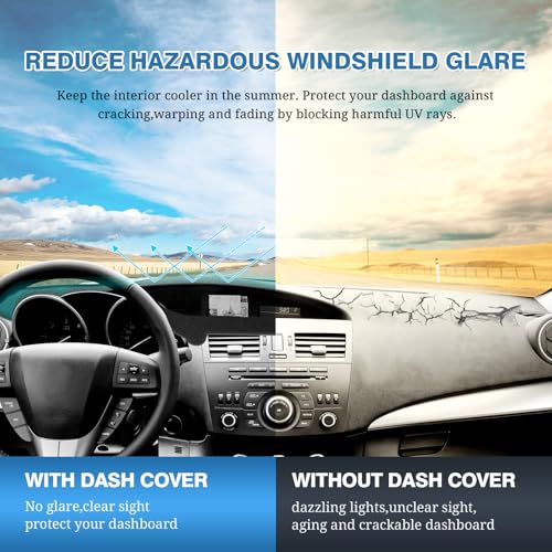 FIILINES Dash Cover Fit for 2010-2013 Mazda 3 Sedan, Hatchback & MazdaSpeed3, Dashboard Mat for Mazda 3 Accessories Dashboard Pad Carpet Dash Mat Sunshade Non-Slip Polyester Protector No Glare Black - size: For Mazda 3 2010-2013