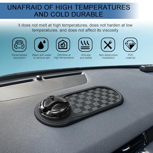 Multifunction Car Anti-Slip Mat, Car Anti Slip Mat Phone Holder, Dashboard Mobile Phone Holder with Temporary Parking Number, Rotatable Dashboard Mat for Sunglasses Keys Gadgets (Gray+Black) - color: Gray+Black