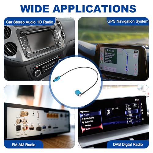 uxcell 2Pcs Antenna Extension Cable, 1ft/0.3meter Longer Fakra-Z Male to Right Angle Fakra-Z Female RF Coax Cable for Car Stereo Head Unit GPS Navigation FM AM Radio RG174 - size: 1ft/0.30m