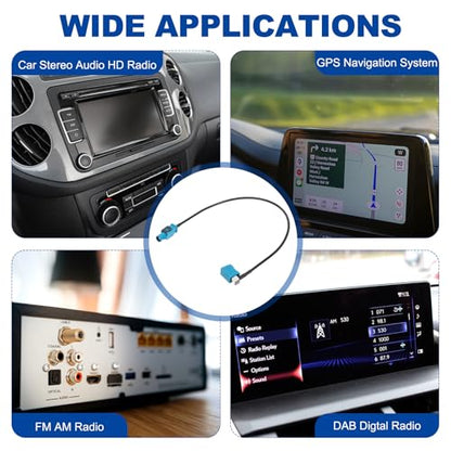 uxcell 2Pcs Antenna Extension Cable, 1ft/0.3meter Longer Fakra-Z Male to Right Angle Fakra-Z Female RF Coax Cable for Car Stereo Head Unit GPS Navigation FM AM Radio RG174 - size: 1ft/0.30m