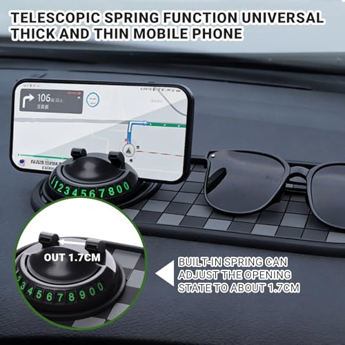 Panmall Multi Functional Anti-Slip Car Phone Mat with 360° Rotating Phone Holder, Car Dash Non Slip Mat Cell Phone Holder, for Phones, Sunglasses, and Daily Essentials-Black